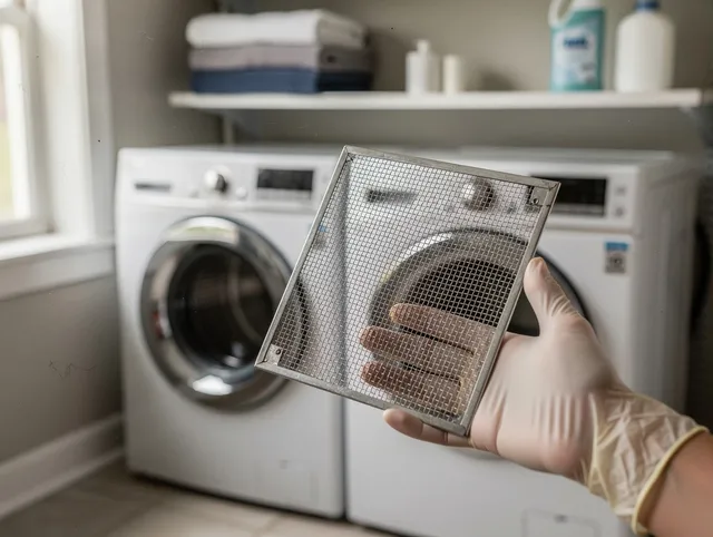 La Palma Dryer Vent Cleaning specialist performing detailed lint trap cleaning service in La Palma